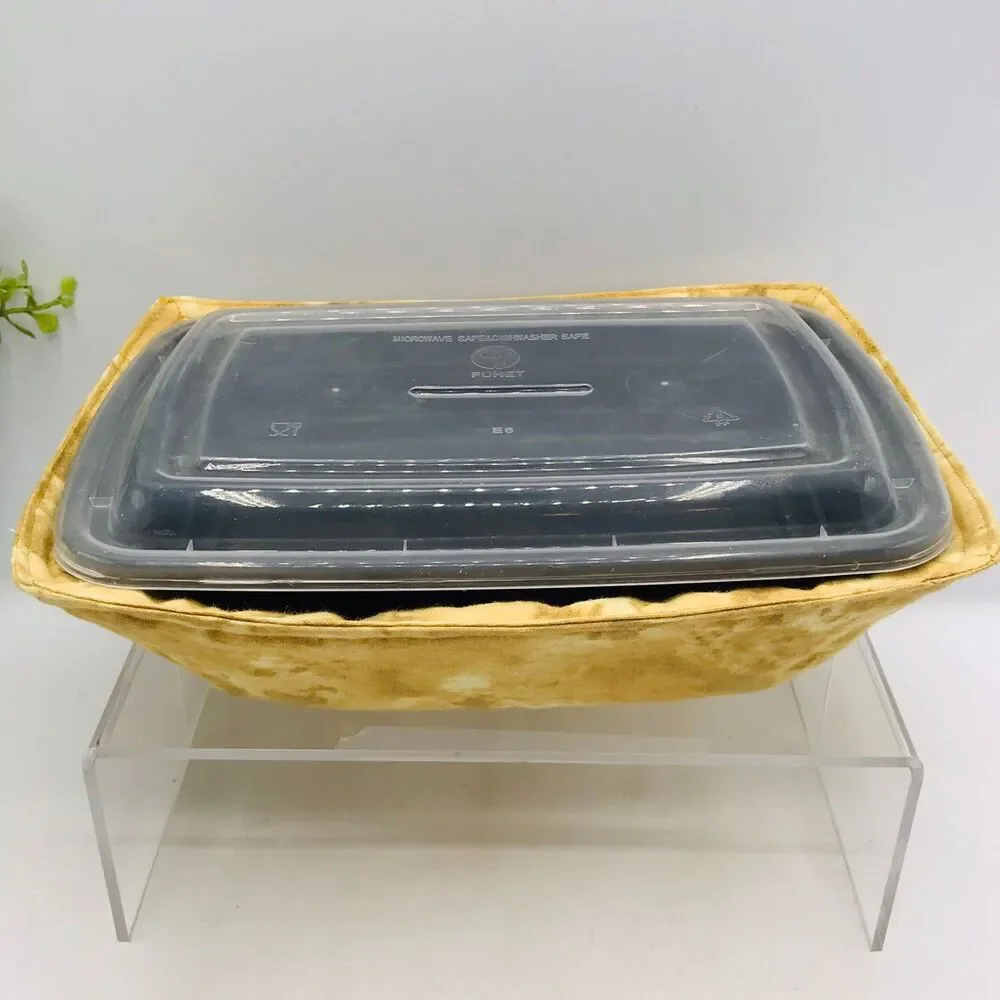 NEW! Microwave Cozy For Takeout Containers Reversible, Tan Neutrals